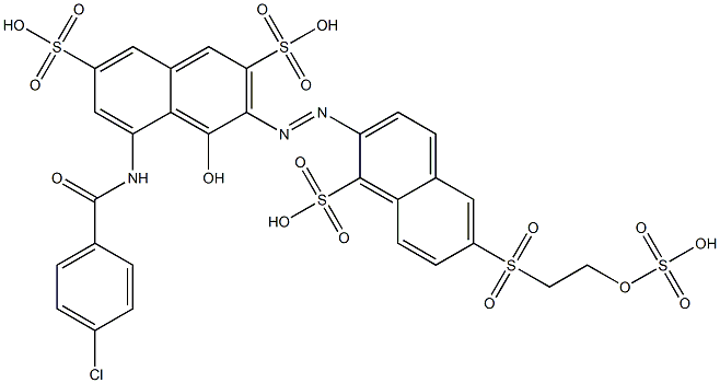 5-(4-Chlorobenzoylamino)-4-hydroxy-3-[6-[[2-(sulfooxy)ethyl]sulfonyl]-1-sulfo-2-naphtylazo]-2,7-naphthalenedisulfonic acid Struktur