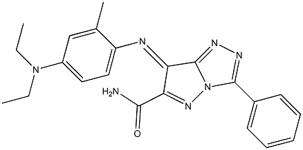 (7E)-7-[[2-Methyl-4-(diethylamino)phenyl]imino]-3-phenyl-7H-pyrazolo[5,1-c]-1,2,4-triazole-6-carboxamide Struktur