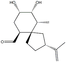 (2R,5S,6S,8S,9R,10R)-8,9-Dihydroxy-10-methyl-2-(1-methylethenyl)spiro[4.5]decane-6-carbaldehyde Struktur