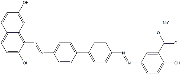 2-Hydroxy-5-[[4'-[(2,7-dihydroxy-1-naphthalenyl)azo]-1,1'-biphenyl-4-yl]azo]benzoic acid sodium salt Struktur