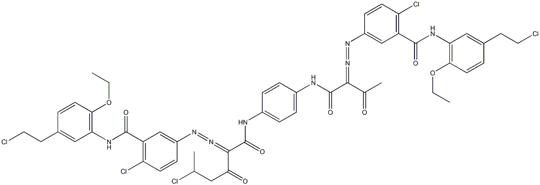 3,3'-[2-(1-Chloroethyl)-1,4-phenylenebis[iminocarbonyl(acetylmethylene)azo]]bis[N-[3-(2-chloroethyl)-6-ethoxyphenyl]-6-chlorobenzamide] Struktur