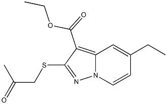 2-[[(Methylcarbonyl)methyl]thio]-5-ethylpyrazolo[1,5-a]pyridine-3-carboxylic acid ethyl ester Struktur