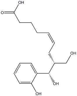 (5Z,8R,9S)-9-Hydroxy-9-(2-hydroxyphenyl)-8-hydroxymethyl-5-nonenoic acid Struktur