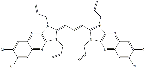 6,7-Dichloro-2-[3-[[6,7-dichloro-1,3-dihydro-1,3-di(2-propenyl)-2H-imidazo[4,5-b]quinoxalin]-2-ylidene]-1-propenyl]-1,3-di(2-propenyl)-1H-imidazo[4,5-b]quinoxalin-3-ium Struktur