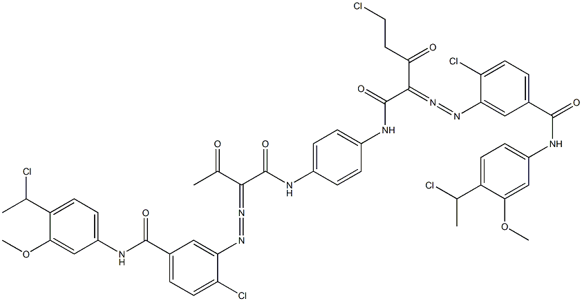 3,3'-[2-(Chloromethyl)-1,4-phenylenebis[iminocarbonyl(acetylmethylene)azo]]bis[N-[4-(1-chloroethyl)-3-methoxyphenyl]-4-chlorobenzamide] Struktur