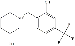 1-[2-Hydroxy-4-(trifluoromethyl)benzyl]-3-hydroxypiperidine-1-cation Struktur