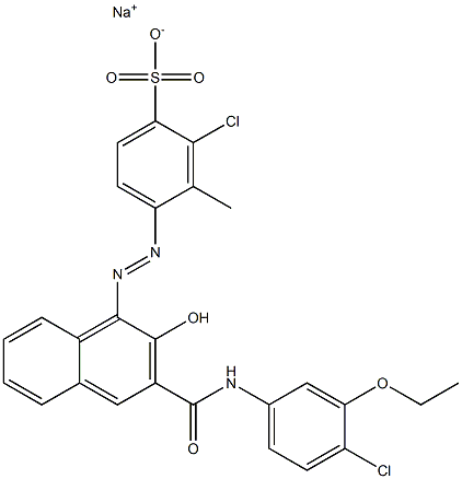 2-Chloro-3-methyl-4-[[3-[[(4-chloro-3-ethoxyphenyl)amino]carbonyl]-2-hydroxy-1-naphtyl]azo]benzenesulfonic acid sodium salt Struktur