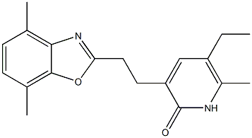 5-Ethyl-6-methyl-3-[2-(4,7-dimethylbenzoxazole-2-yl)ethyl]-2(1H)-pyridinone Struktur