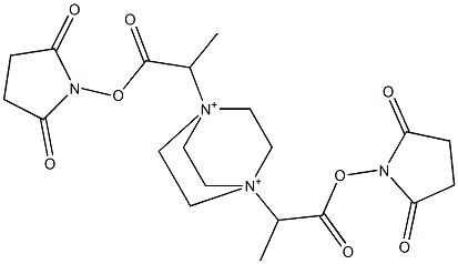 1,4-Bis[1-(2,5-dioxopyrrolidin-1-yloxycarbonyl)ethyl]-1,4-diazoniabicyclo[2.2.2]octane Struktur