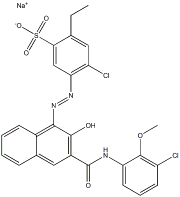 4-Chloro-2-ethyl-5-[[3-[[(3-chloro-2-methoxyphenyl)amino]carbonyl]-2-hydroxy-1-naphtyl]azo]benzenesulfonic acid sodium salt Struktur