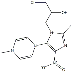 2-Methyl-5-(4-methylpyrazin-1-yl)-4-nitro-1-(3-chloro-2-hydroxypropyl)-1H-imidazole Struktur