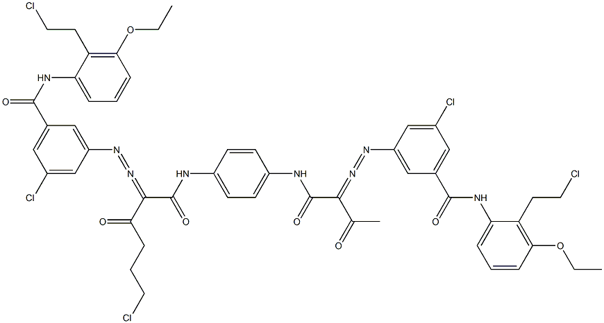 3,3'-[2-(2-Chloroethyl)-1,4-phenylenebis[iminocarbonyl(acetylmethylene)azo]]bis[N-[2-(2-chloroethyl)-3-ethoxyphenyl]-5-chlorobenzamide] Struktur