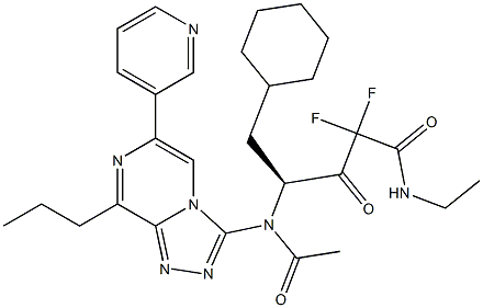 (4S)-5-Cyclohexyl-2,2-difluoro-4-[[8-propyl-6-(3-pyridinyl)-1,2,4-triazolo[4,3-a]pyrazin-3-yl]acetylamino]-N-ethyl-3-oxovaleramide Struktur