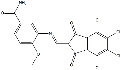 3-[[(4,5,6,7-Tetrachloro-2,3-dihydro-1,3-dioxo-1H-inden-2-yl)methylene]amino]-4-methoxybenzamide Struktur