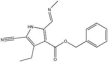 2-Methyliminomethyl-4-ethyl-5-cyano-1H-pyrrole-3-carboxylic acid benzyl ester Struktur