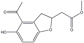 [(4-Acetyl-2,3-dihydro-5-hydroxybenzofuran)-2-yl]acetic acid methyl ester Struktur