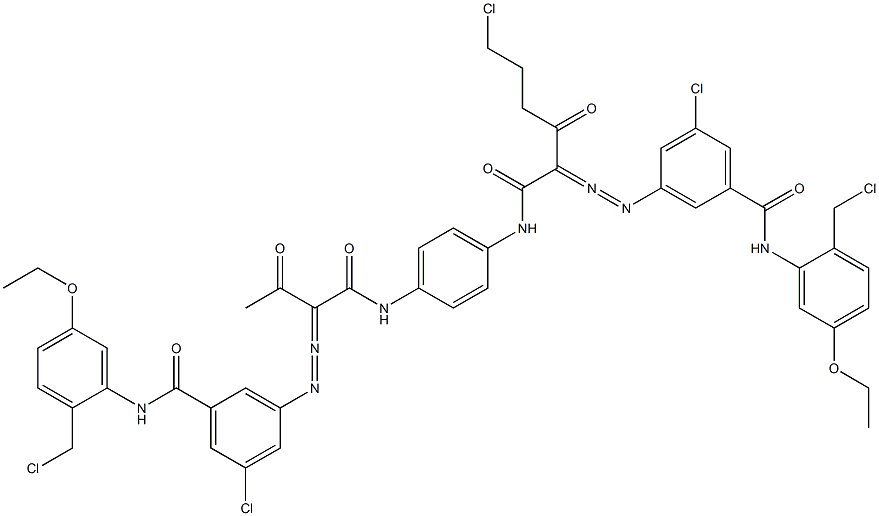 3,3'-[2-(2-Chloroethyl)-1,4-phenylenebis[iminocarbonyl(acetylmethylene)azo]]bis[N-[2-(chloromethyl)-5-ethoxyphenyl]-5-chlorobenzamide] Struktur