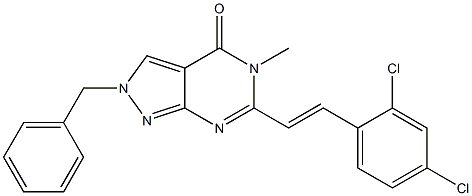 6-(2,4-Dichlorostyryl)-2-benzyl-5-methyl-2H-pyrazolo[3,4-d]pyrimidin-4(5H)-one Struktur