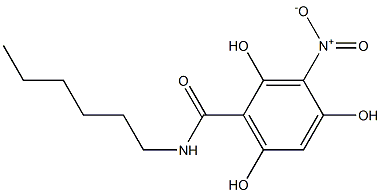 2,4,6-Trihydroxy-3-nitro-N-hexylbenzamide Struktur