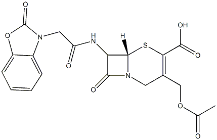 7-[[[(2,3-Dihydro-2-oxobenzoxazol)-3-yl]acetyl]amino]-3-(acetyloxymethyl)cepham-3-ene-4-carboxylic acid Struktur