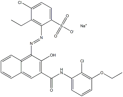 4-Chloro-3-ethyl-2-[[3-[[(2-chloro-3-ethoxyphenyl)amino]carbonyl]-2-hydroxy-1-naphtyl]azo]benzenesulfonic acid sodium salt Struktur