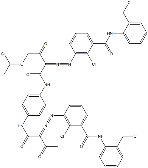 3,3'-[2-[(1-Chloroethyl)oxy]-1,4-phenylenebis[iminocarbonyl(acetylmethylene)azo]]bis[N-[2-(chloromethyl)phenyl]-2-chlorobenzamide] Struktur