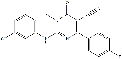 2-[(3-Chlorophenyl)amino]-3-methyl-4-oxo-6-(4-fluorophenyl)-3,4-dihydropyrimidine-5-carbonitrile Struktur