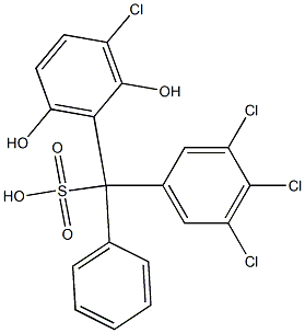 (3-Chloro-2,6-dihydroxyphenyl)(3,4,5-trichlorophenyl)phenylmethanesulfonic acid Struktur