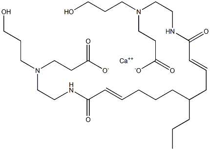 Bis[3-[N-(3-hydroxypropyl)-N-[2-(2-octenoylamino)ethyl]amino]propionic acid]calcium salt Struktur