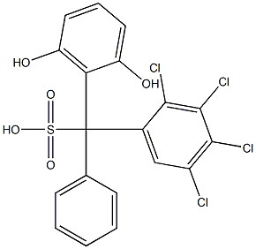 (2,3,4,5-Tetrachlorophenyl)(2,6-dihydroxyphenyl)phenylmethanesulfonic acid Struktur