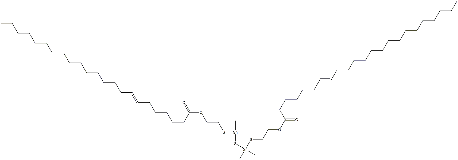 Bis[dimethyl[[2-(6-docosenylcarbonyloxy)ethyl]thio]stannyl] sulfide Struktur