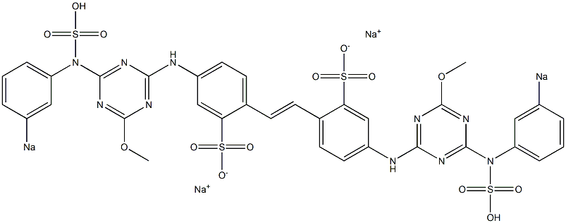 4,4'-Bis[2-methoxy-4-(m-sodiosulfophenylamino)-1,3,5-triazin-6-ylamino]stilbene-2,2'-disulfonic acid disodium salt Struktur