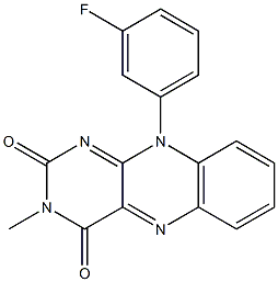 3-Methyl-10-(3-fluorophenyl)pyrimido[4,5-b]quinoxaline-2,4(3H,10H)-dione Struktur