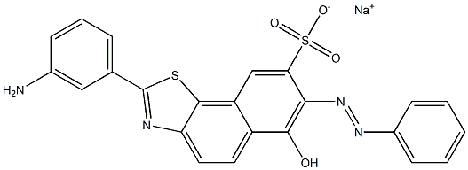 2-(3-Aminophenyl)-6-hydroxy-7-(phenylazo)naphtho[2,1-d]thiazole-8-sulfonic acid sodium salt Struktur