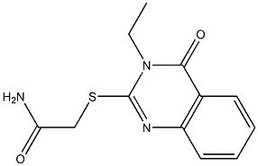 2-(2-Amino-2-oxoethylthio)-3-ethyl-quinazolin-4(3H)-one Struktur