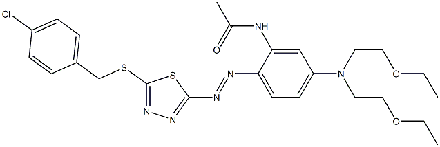 2-[2-Acetylamino-4-[bis(2-ethoxyethyl)amino]phenylazo]-5-(4-chlorobenzylthio)-1,3,4-thiadiazole Struktur