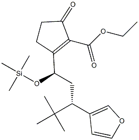 2-[(1R,3S)-1-(Trimethylsiloxy)-4,4-dimethyl-3-(3-furanyl)pentyl]-5-oxo-1-cyclopentene-1-carboxylic acid ethyl ester Struktur