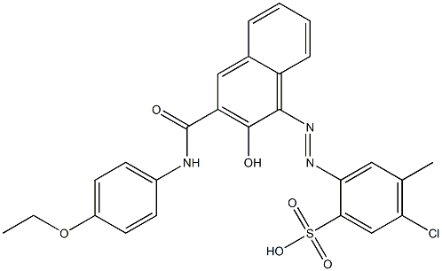 5-Chloro-2-[2-hydroxy-3-(p-ethoxyphenylcarbamoyl)-1-naphtylazo]-4-methylbenzenesulfonic acid Struktur