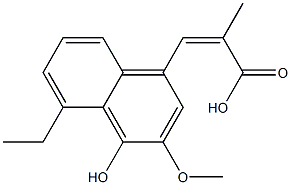 (Z)-3-(4-Hydroxy-3-methoxy-5-ethyl-1-naphthalenyl)-2-methylacrylic acid Struktur