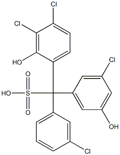 (3-Chlorophenyl)(3-chloro-5-hydroxyphenyl)(3,4-dichloro-2-hydroxyphenyl)methanesulfonic acid Struktur