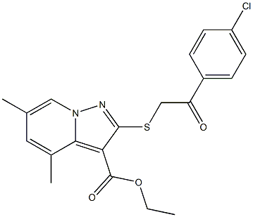 2-[[(4-Chlorophenylcarbonyl)methyl]thio]-4,6-dimethylpyrazolo[1,5-a]pyridine-3-carboxylic acid ethyl ester Struktur