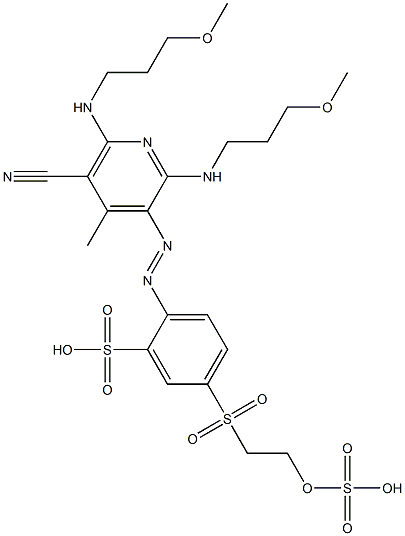 2-[[5-Cyano-2,6-bis[(3-methoxypropyl)amino]-4-methyl-3-pyridinyl]azo]-5-[[2-(sulfooxy)ethyl]sulfonyl]benzenesulfonic acid Struktur