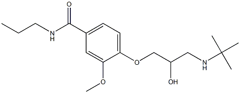 1-[4-[Propylcarbamoyl]-2-methoxyphenoxy]-3-[tert-butylamino]-2-propanol Struktur