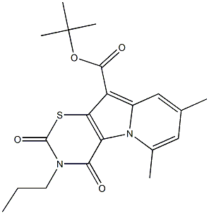 3,4-Dihydro-2,4-dioxo-3-propyl-6,8-dimethyl-2H-1,3-thiazino[6,5-b]indolizine-10-carboxylic acid tert-butyl ester Struktur