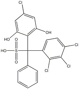 (4-Chloro-2,6-dihydroxyphenyl)(2,3,4-trichlorophenyl)phenylmethanesulfonic acid Struktur