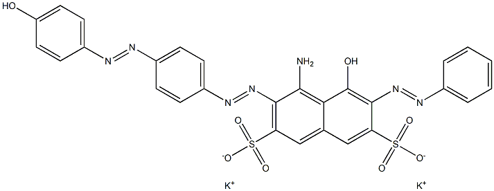 4-Amino-5-hydroxy-3-[p-(p-hydroxyphenylazo)phenylazo]-6-(phenylazo)-2,7-naphthalenedisulfonic acid dipotassium salt Struktur