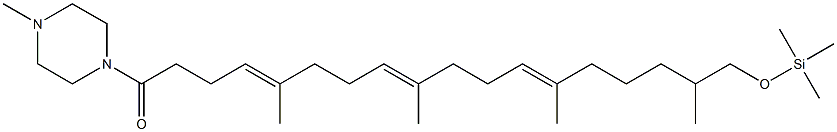 1-(4-Methylpiperazino)-18-(trimethylsilyloxy)-5,9,13,17-tetramethyloctadeca-4,8,12-trien-1-one Struktur