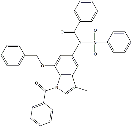 1-Benzoyl-7-benzyloxy-3-methyl-5-(N-benzoyl-N-phenylsulfonylamino)-1H-indole Struktur