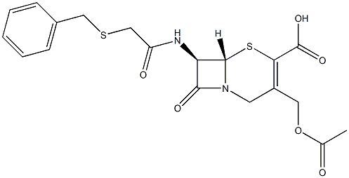 (7R)-7-[[[(Benzylthio)methyl]carbonyl]amino]-3-[(acetyloxy)methyl]cepham-3-ene-4-carboxylic acid Struktur