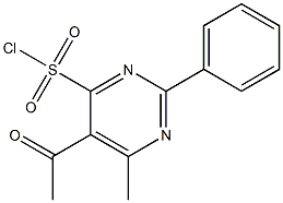 5-Acetyl-6-methyl-2-phenylpyrimidine-4-sulfonic acid chloride Struktur